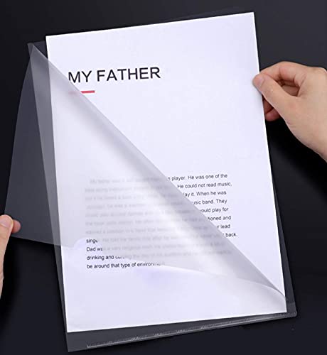 YoeeJob 15 Packs Clear Document Folders 8 1/2 x 11 Plastic Sheets Sleeves L Paper Cover Transparent Paper Protectors