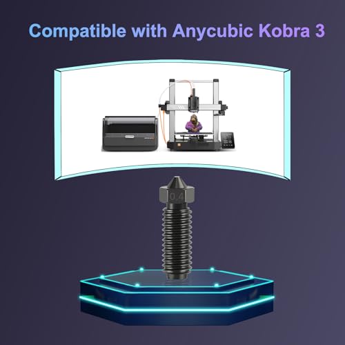 Image of 6PCS 0.4mm Hardened Steel Nozzles for Anycubic Kobra 3 V2 /Kobra 3 /Kobra S1, Extruder Hotend Nozzle Kit with Cleaning Needle, Tweezers and Wrench