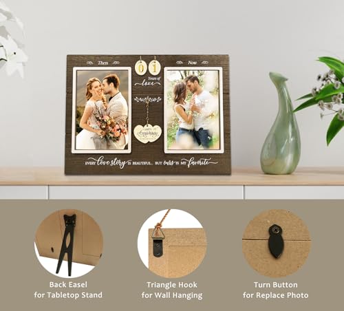 A'Arkaj Anniversary Wedding Gifts For Couple Parents Wife Husband. (1-99) Years Then & Now Anniversary Picture Frames(3 Options). thumb #3