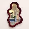 Mirror Wall Decor for Home Office Apartment, Asymmetrical Decorative Mirror for Entryway Porch Fireplace, Irregular Hanging Wall Art Sculpture for Christmas (Wine Red)