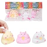3pcs Squishy Hamster Squeeze Toys,3inch Big Cute Soft Stress Relief Squishies for Kids Party Favors, Pinch Family, Fidget Toys Suitable Adults Kids Big