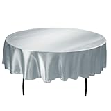 LinenTablecloth 90-Inch Satin Tablecloth, Round, Silver