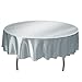 LinenTablecloth 90-Inch Satin Tablecloth, Round, Silver