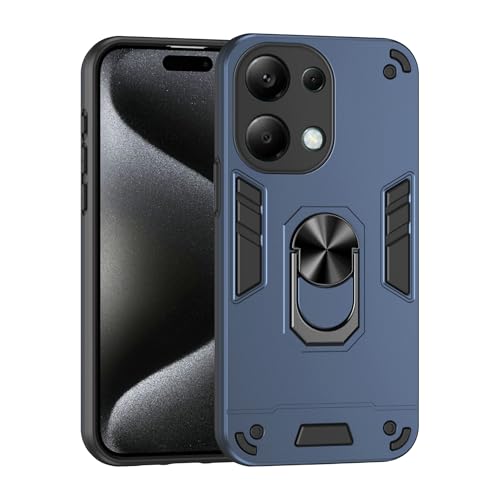 Compatible with Xiaomi Redmi Note 13 Pro 4G Phone Case Series Rugged, Shockproof Protective Cover with Built-in Metal Ring Stand, Compatible with Magnetic Car Mount- Blue