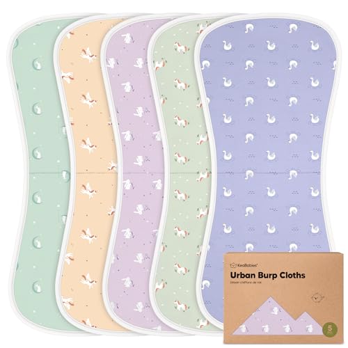 Image of Organic Burp Cloths Baby Boy & Girl - 5-Pack Super Absorbent Cotton Burping Cloths for Babies, Soft & Plush Newborn Spit Up Rags, Infant Towels for Milk Spit Up, Unisex, Large 21 inch x 10 inch (Lunaris)