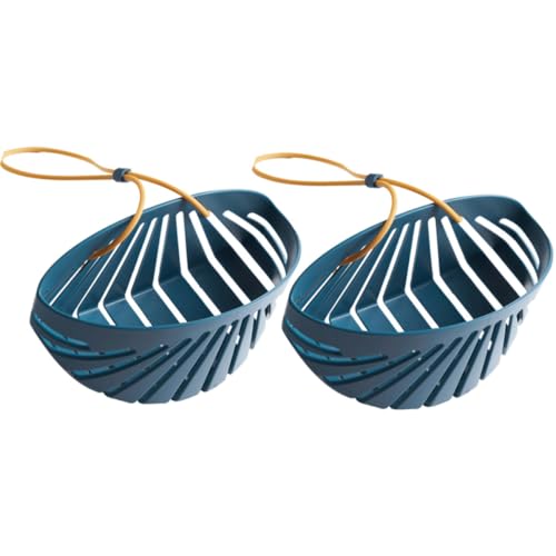 iplusmile Paniers Égouttoirs et Organisation Pratique en Plastique Bleu Lot de 2 Support Suspendu pour Éponge et Savonnette, Drainage Rapide pour Évier Cuisine