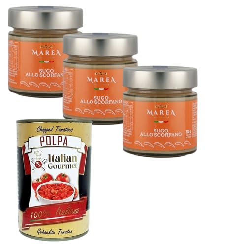 Italian Gourmet Marea Sugo allo Scorfano, Italienische Drachenkopf-Sauce, 3 x 200 g+ Italian Gourmet Polpa 400 g