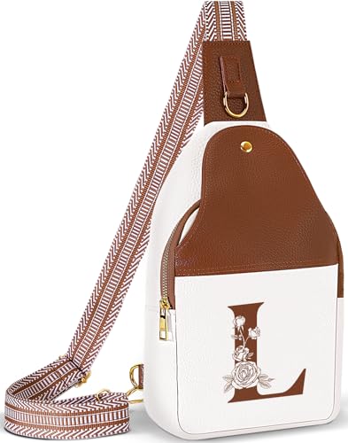 Image of Lizznoe Personalized Crossbody Bag for Women Leather Sling Bags with Initial Letter Chest Bag for Travel, Gift for Mom Wife