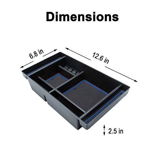 Image of JKCOVER Center Console Organizer Tray Compatible with (2019-2025) Chevy Silverado 1500 /GMC Sierra 1500 and 2020-2025 Silverado /Sierra 2500 /3500 HD - Full Console w /Bucket Seats ONLY (Blue trim)