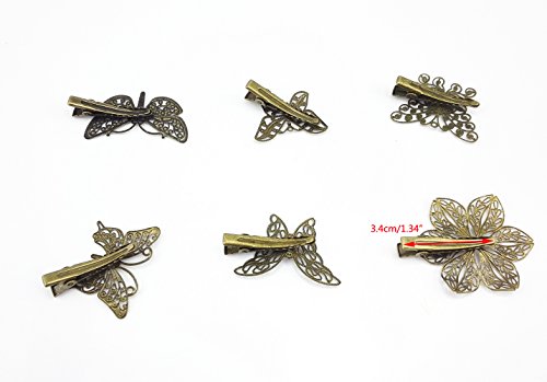 Pack de 6 pinzas de cabello vintage mariposa y libélula miniatura 2