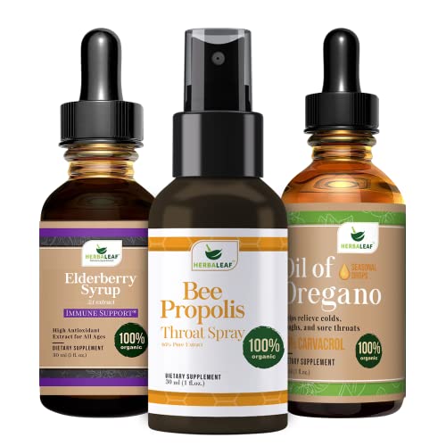 Herbaleaf Oil Of Oregano And Propolis Spray And Elderberry Concentrated Syrup #TOP6
