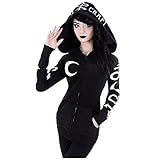 Kapuzenjacke Damen Gothic Punk Kapuzenpullover Lose Lange Ärmel Hoody Sweatshirt mit Kapuze Frauen Hoodie Kapuzepulli Schwarz Pullover Mantel Oberteile Casual Loose Sweatjacke Tops