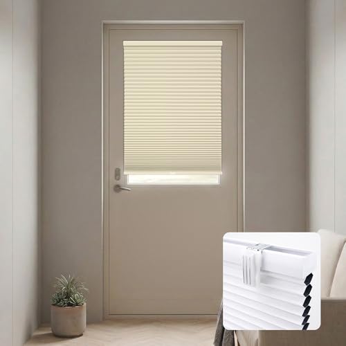 DEZ FURNISHINGS Cordless No Tools No Drill 1.5" Magnet Blackout Cellular Shades for Metal Doors, 27" W x 72" H, Alabaster