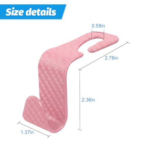 Image of 4PCS Car Seat Headrest Hooks, Auto Back Seat Hanger Holder, Durable Stylish Vehicle Organizer Universal Car Interior Accessories, Storage Hooks for Purses, Bags, Clothes (Carbon Fiber /Pink)