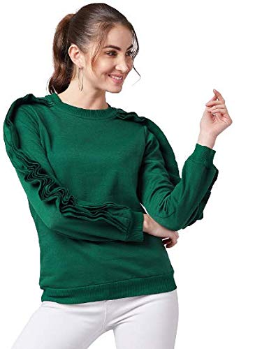 athena lifestyle Women and Girls Fleece Regular fit Long Sleeves Round Neck Solid Cut Work Sweatshirt-picture-32
