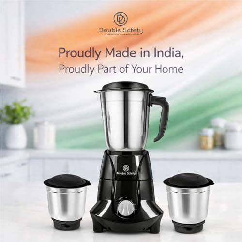 Image of Berlin Juicer Mixer Grinder 750W | High Power Mixer Grinder for Kitchen | 3 Jar | Perfect for Juicing, Mixing, Blending | Stainless Steel Blades | Black | 2 Years Warranty