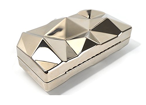 Qzunique Lattice Metal Handbag Geometric Evening Bag Abstract Stone Cut Chain Clutch Purse For Women #TOP2