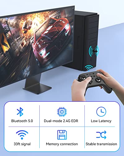 Gulikit Wireless Adapter Controllers(Kingkong, King Kong 2 Pro & 2), Zen Pro Controller, 2.4G Bluetooth Adapter Supports Windows7/8/10/11, Black, Pc02 #TOP5