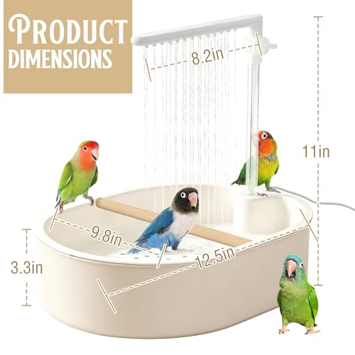 DINTSTYLE Automatic Bird Bath, Large Bird Shower Fountain, Parrot Bathtub with Circulating Faucet, Indoor Fountain with USB Pump for Cockatiel, Conure, Budgie, African Grey, Lovebird by DINTSTYLE - Used condition - Image 2