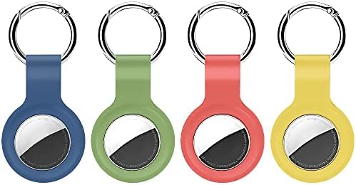 GENREEN Silicone Airtag 4 Pack Keyring Compatible with Apple Air Tag 2022, Soft AirTag Holder Keychain Tracker with Key Ring, Tag Case Cover AirTag.Holder Key Ring Airtags Airtag Case Accessories