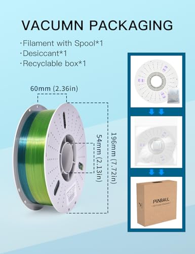 Image of PINBALL PETG Rainbow 3D Printer Filament 1.75mm, Multicolor Translucent PETG Filament, Accuracy + /- 0.02 mm, 1kg Spool (2.2lbs), Dreamland Color