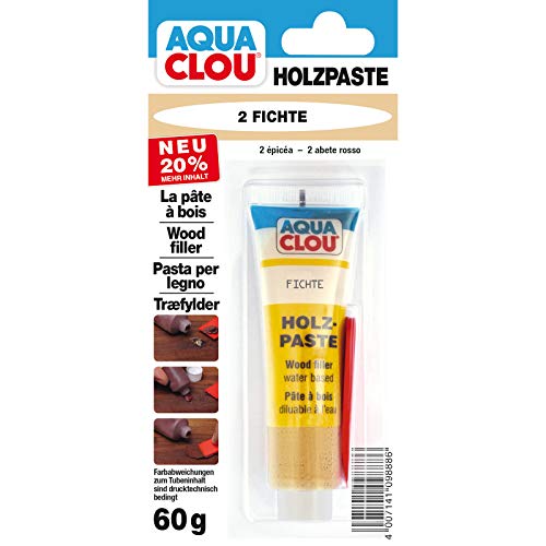 Clou Holzpaste Holzspachtel: innen Holz Spachtelmasse zum Ausbessern von Löchern, Dellen, Rissen in Möbeln, Türen, Parkett und Laminat - fichte, 60 g