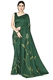 MIRCHI FASHION Sari Vichitra de seda elegante estampado floral con pieza de blusa para mujer, Verde, talla única