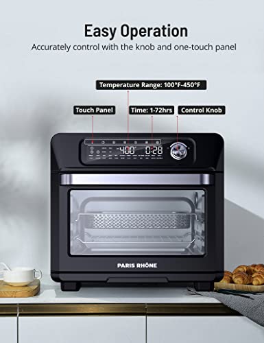 Paris Rhône Air Fryer Toaster Oven Combo 26.4Qt Countertop Convection Ovens With 24 One-Touch Savable Custom Functions, Large Rotisserie Cooker, Basket, Rack Tray, 100 Recipes Cookbook And Magnet Menu #TOP5