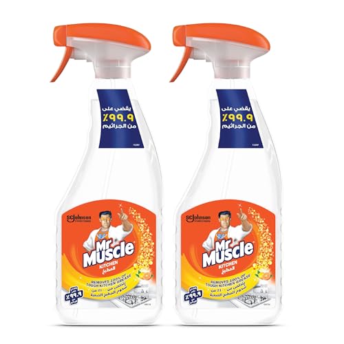 Mr. Muscle Kitchen Cleaner Spray Citrus Scent Fast-Acting Grease & Germ Remover Kills 99.9% Germs 500ml (Pack of 2)