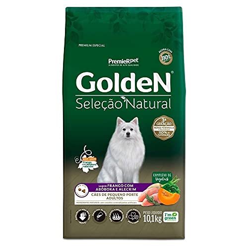 Ração Golden Seleção Natural para Cães Adultos de Raças Pequenas Sabor Abóbora 10,1kg