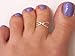 MiYa Jewelry Handmade Silver Criss-Cross X Shape Adjustable Toe Ring, 925 Sterling Silver, Elegant Samll Dainty Open Toe, Pinky or Knuckle Rings for Women (Silver-Criss-Cross)