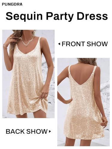 Women's Sequin Dress for Women Sparkly Glitter V Neck Shift Cocktail Disco Outfit Party Club Night Out Mini Dresses2