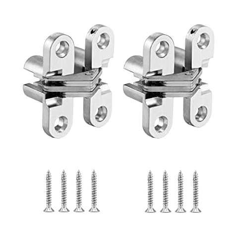 QWORK 2 Pack Satin Finish Invisible Hinges Cover