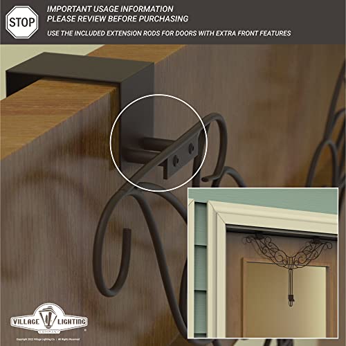 [Front Door WREATH HANGER] - Colonial Design | ADJUSTABLE Hook Length for Tall and Small Doors | PADDING to Prevent Damage like Scratch and Dents | Heavy Duty Cast Iron Metal Hangar - (Brown) - Thumbnail 7