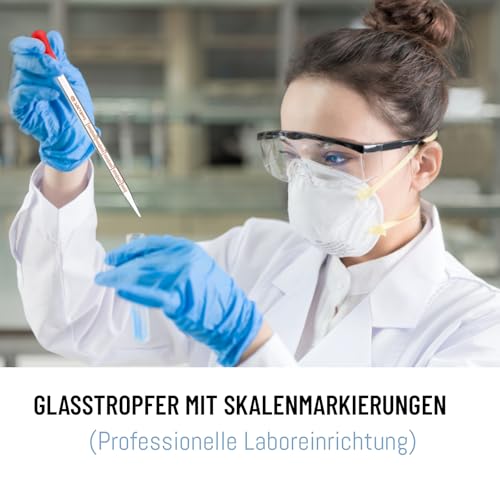 Pipette Set, Glaspipette mit Reinigungsbürsten, Pipetten 10ml 5ml 3ml 2ml 1ml, Pipette Glas, Glas Pipette, Tropfpipette Für Labor Lebensmittel Forschung Medizin Schule