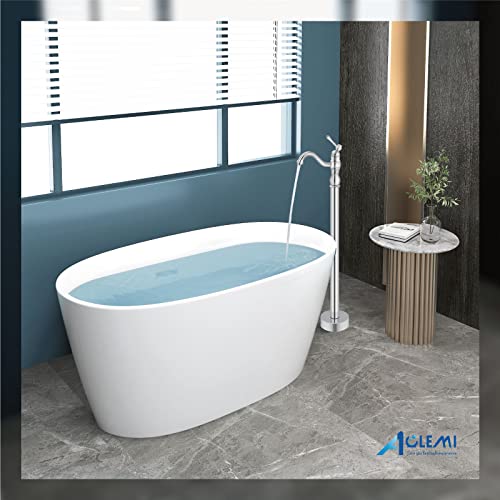 Aolemi Freestanding Tub Filler Polish Chrome Swivel Tub Spout Only Single Function Without Handheld Spray Single Lever Floor Mount Bathtub Faucet Single Handle Bathtub Mixer Tap #TOP7