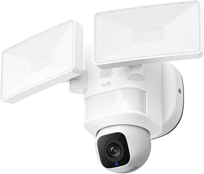 eufy Security Floodlight Camera E30 with Homebase 3, Security Camera Outdoor, 360 Pan and Tilt, AI Detection and Tracking, 2K Video, 2.4GHz Wi-Fi, Custom Voice and Light Alerts, 24/7 Recording