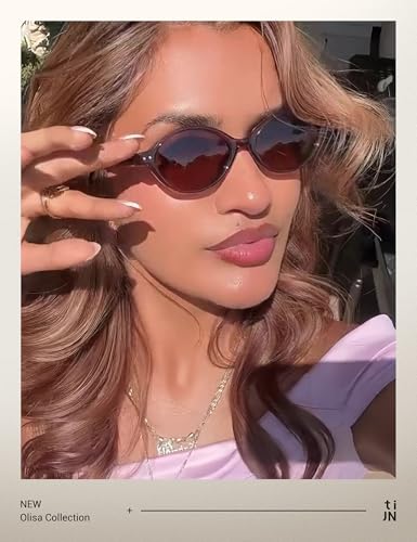 TIJN Olisa Retro Oval Sunglasses for Women Men,Polarized UV Protection Shades,Stylish Frame Sun Glasses,2025 Trendy Sunnies