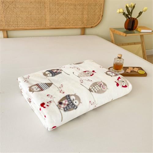 Chickwin Flanell Kuscheldecke, Fleecedecke Flanelldecke Kinder Erwachsene Flauschig Warm Wohndecke Sofaüberwurf Decke Mikrofaser Wohnzimmerdecke Sofadecke Couchdecke (Karikatur Eule,180x200cm)