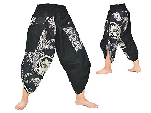 Siamrose Samurai Yoga Harem Pants Men Women Lounge Trousers, One Size, Elastic Waist2