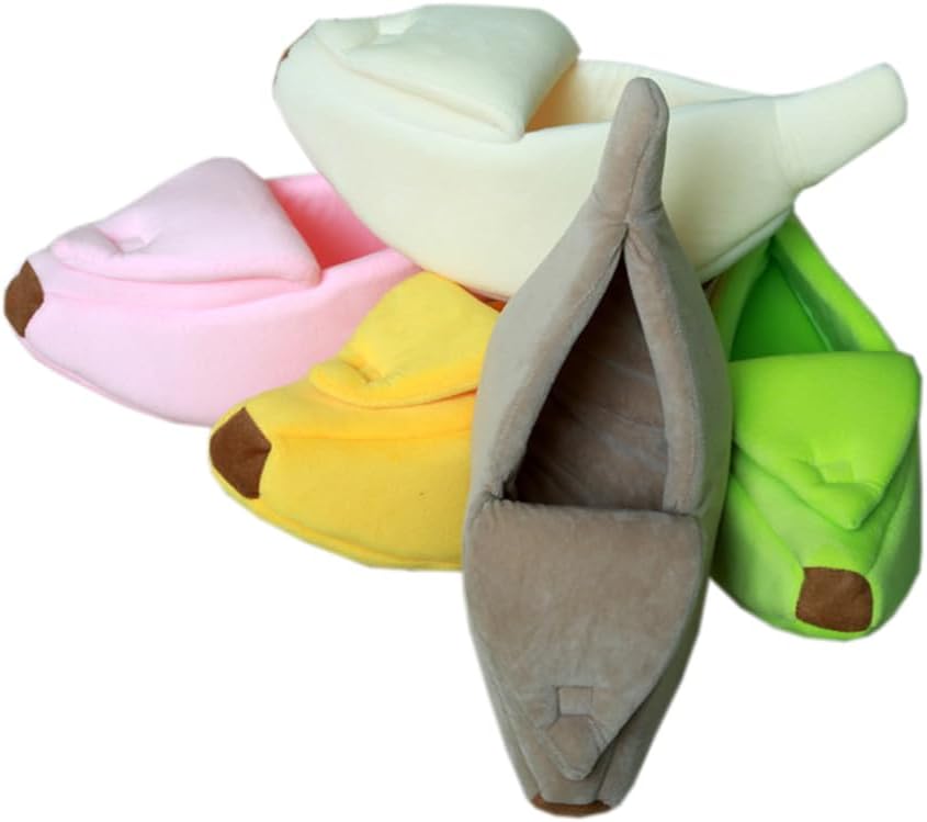 Creative Banana Shape Bed House Warm Cat Bed, Soft Pet Kennel Bed Hideout Cave for Indoor Cats (X-Large, Khaki)