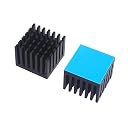 CentIoT - 25X25X20MM Aluminium Heatsink - Slotted Fins Anodised Black with Thermal Sticker (Pack of 5) gallery image