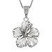 Sterling Silver 17mm Hibiscus Pendant Necklace, 16+2" Extender