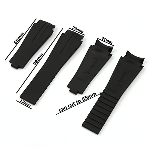 ZHANGUO 20 mm 21 mm zwart rubberen siliconen horlogeband compatibel met Rolex Watch -riem DIEPE ZEE Daytona Submariner GMT Vouwing Buckle Watch -accessoires - Afbeelding 4