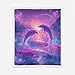 AILONEN Dolphin Sherpa Fleece Blanket - Dreamy Neon Purple Throw Blankets for Girls Women - Ocean Marine Quilt Decor Blanket for Bed Couch 78 x 59 Inches