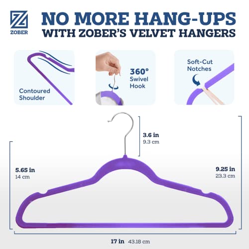 image for Zober Velvet Hangers 50 Pack - Heavy Duty Hangers for Coats, Pants & D