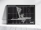 Modern Poster of Ted Stevens Anchorage International Airport Anc | 11x17 12x18 16x24 24x36 Unframed Print Wall Art | Minimal Traveler Gift | Minimalist Home Office Decor