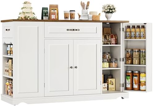 Extensive Guide Setting Out Types Of Kitchen Islands 7 HOSTACK Kitchen Island Cart with Storage, 47'' Kitchen Storage Is...