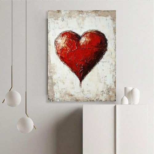 Toile murale vintage cœur rouge grand format pour suspendre un message d'amour