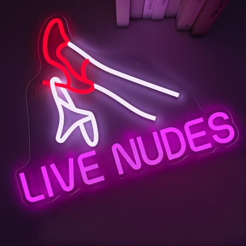 Image of Live Nudes Neon Sign for Wall Decor, Sexy Lady Legs LED Neon Light | Sexy Neon Sign for Man Cave, Bar, Club, Game Room, Garage, Bedroom Decor, Bachelor Party, USB Powered